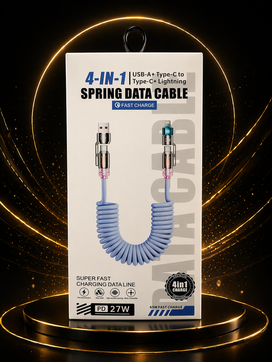 4-in-1 Spring Fast Charging Cable (Retractable Multi Charger)